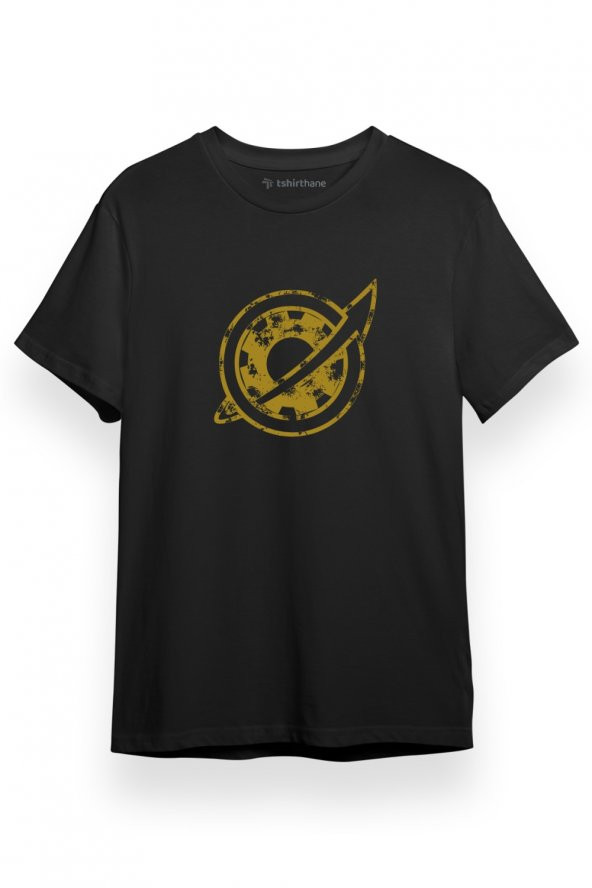 Steins Gate Vintage Future Gadget Laboratory Badge Siyah Kısa kol Erkek Tshirt