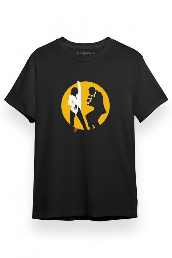 Pulp Fiction Circle Dance Minimal Siyah Kısa kol Erkek Tshirt