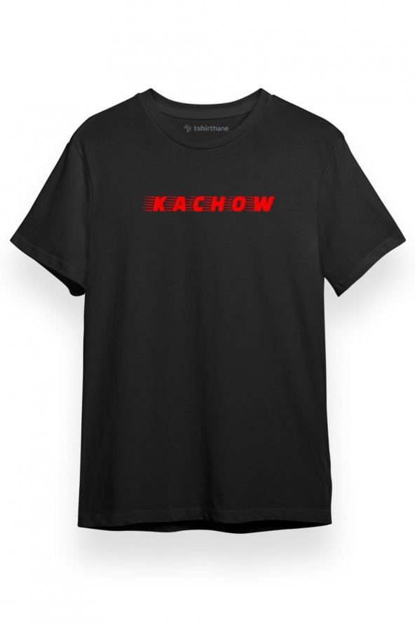 Cars Kachow Letter Logo Siyah Kısa kol Erkek Tshirt
