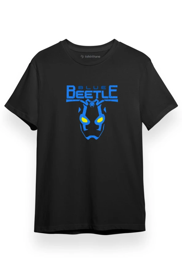 Blue Beetle Logo Siyah Kısa kol Erkek Tshirt