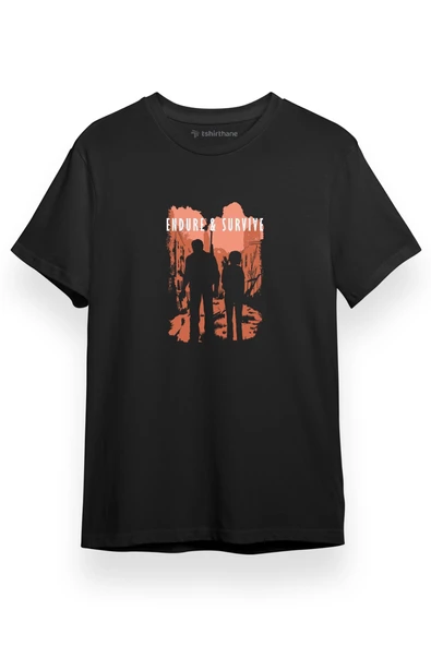 The Last of Us Endure and Survive Siyah Kısa kol Erkek Tshirt