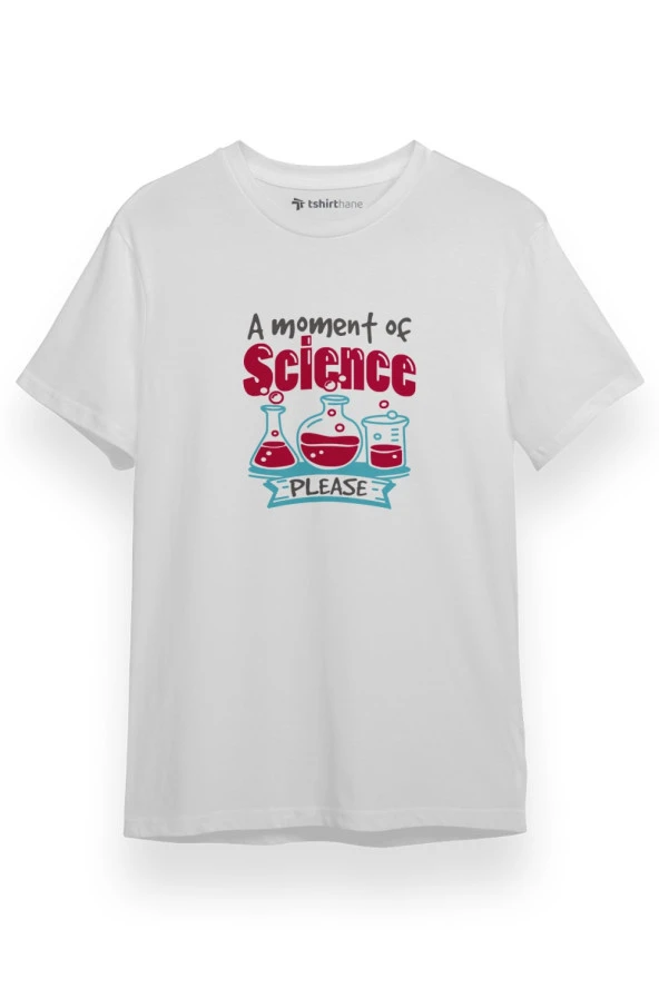 A Moment Of Science Please Beyaz Kısa kol Erkek Tshirt