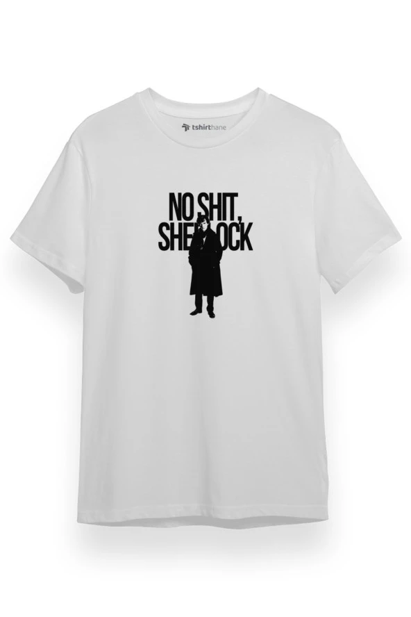 Sherlock No Shit Sherlock Beyaz Kısa kol Erkek Tshirt