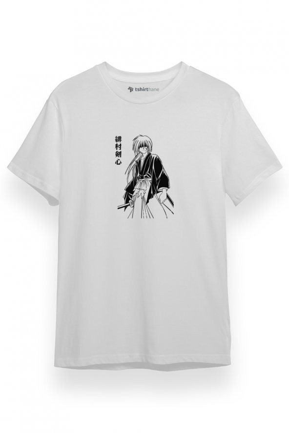 Rurouni Kenshin Poster Japan Beyaz Kısa kol Erkek Tshirt