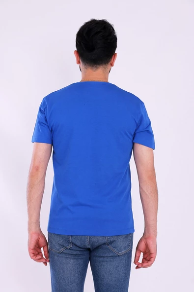 Sarı Lacivert Atatürk imza Kısakol Erkek Slim Fit Tshirt - 2