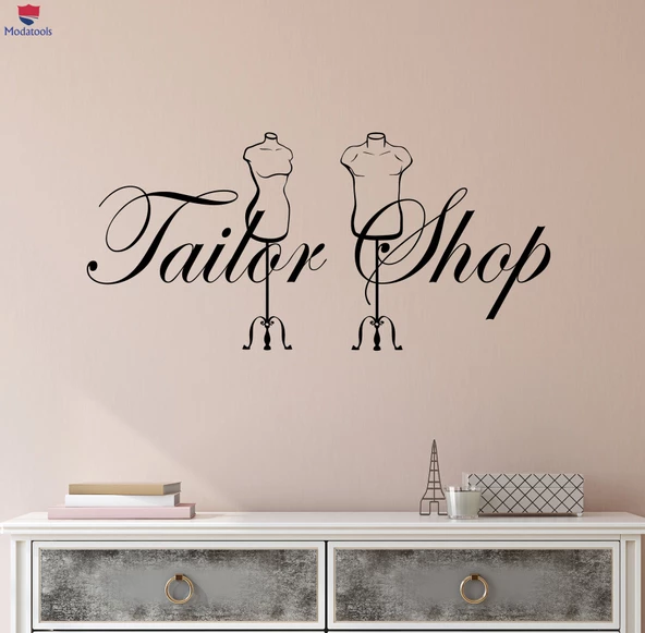 Ofis, Çalışma Odası Duvar Sticker Terzi Dükkanı Logo Terzi Için Mankenler Çıkartmalar