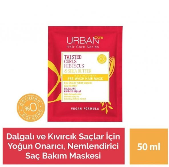 Urban Care Hibiscus & Shea Butter Kıvırcık Ve Dalgalı Saçlar Duş Öncesi Saç Bakım Maskesi 50 Ml