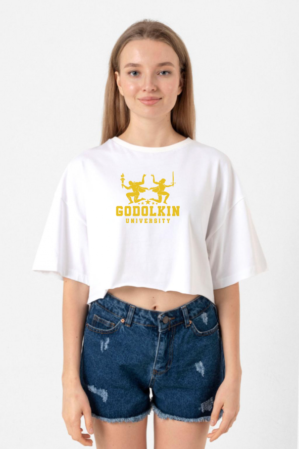 Gen V Godolkin University Logo Beyaz Kadın Crop Tshirt