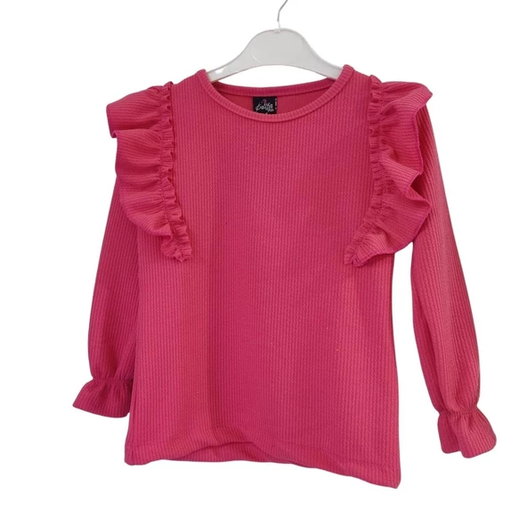 SELFİE ÖRME BÜRÜMCÜK OMUZ FIRFIRLI KIZ ÇOCUK BADİ - 3