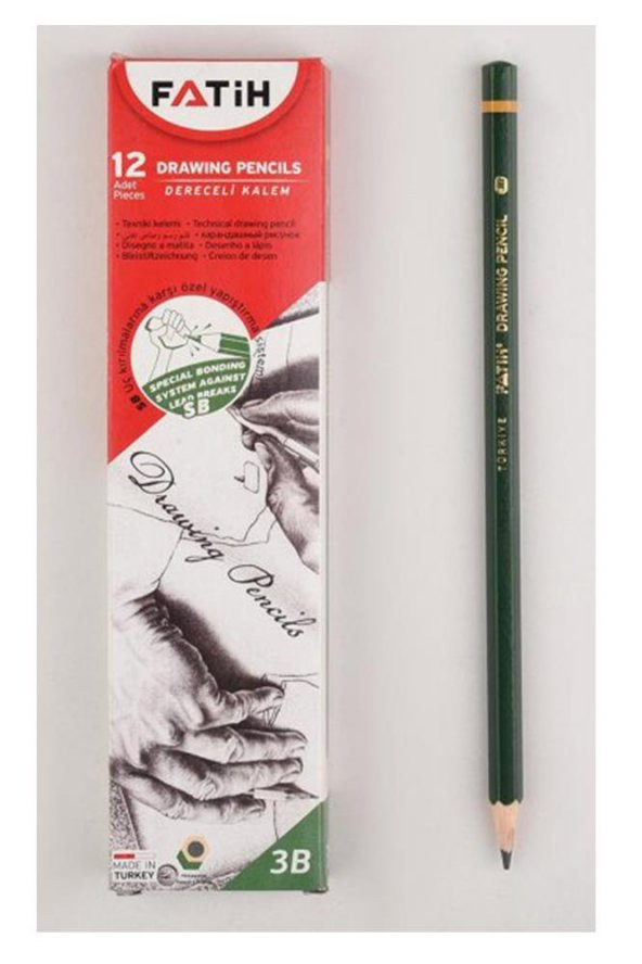 Resim Kalemi Fatih Dereceli Kalem Seti Karakalem Seti HB H 2H 3H 4H 16lı Set Sınav Silgisi ve Hamur Silgi Kalemtraş - 7