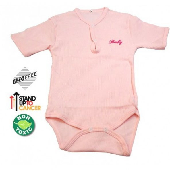 Sema Baby Yarım Kol Kaşkorse Badi (Body) - Pembe  0-6 Ay