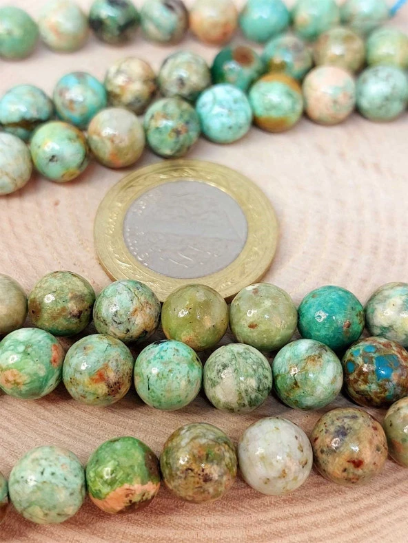Turkuaz Taşı YARIM Dizi 10mm (Peru) (18cm uzunluğundadır) ürün görseli