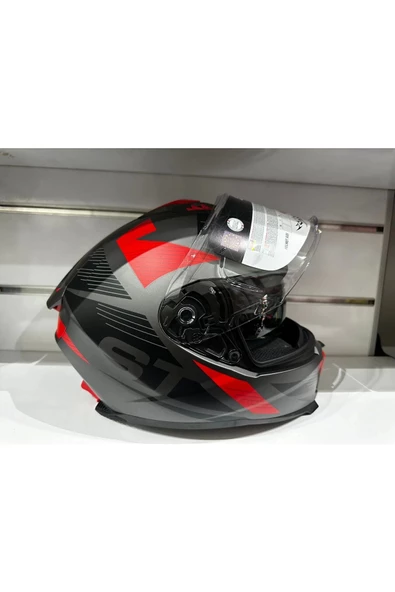 KASK SWAY SW-865 ST TİTANYUM/RED/BLACK GÜNEŞ GÖZLÜKLÜ - 2