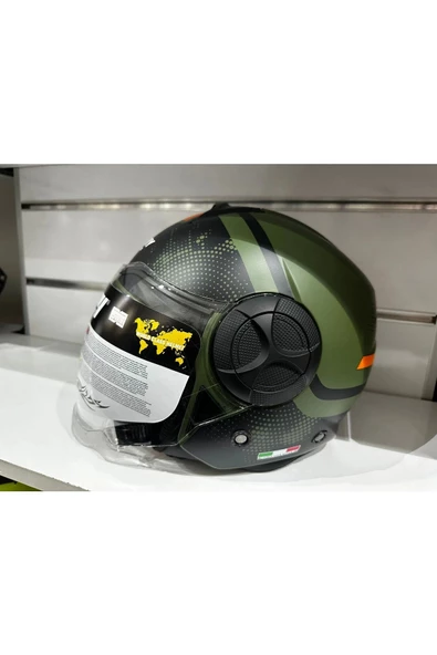 KASK SWAY SW-737 ARMY MAT YEŞİL/SİYAH ÇENESİZ GÜNEŞ GÖZLÜKLÜ
