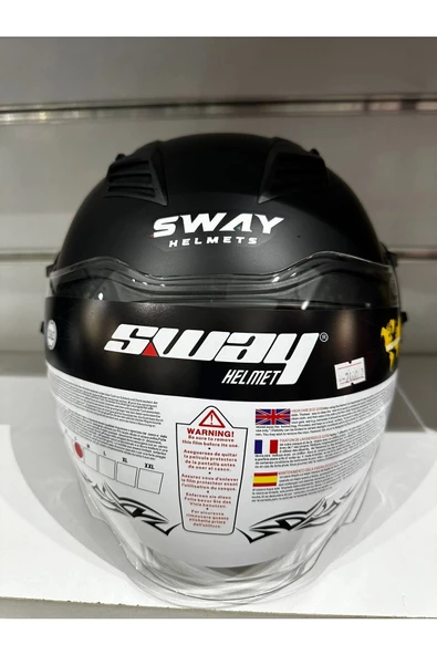 KASK SWAY SW-766 MAT SİYAH ÇENESİZ GÜNEŞ GÖZLÜKLÜ - 3