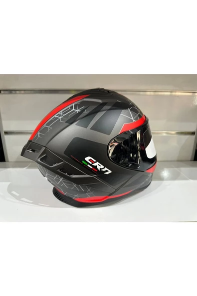 KASK CRN FS-867 MAT GREY/BLACK/RED GÜNEŞ VİZÖRLÜ - 5