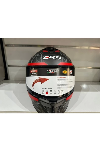 KASK CRN FS-867 MAT GREY/BLACK/RED GÜNEŞ VİZÖRLÜ