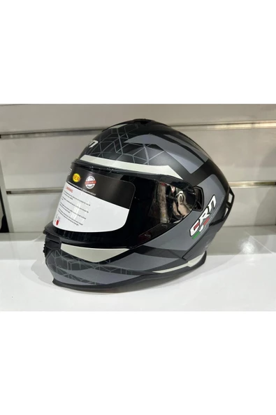 KASK CRN FS-867 MAT BLACK/GREY GÜNEŞ VİZÖRLÜ