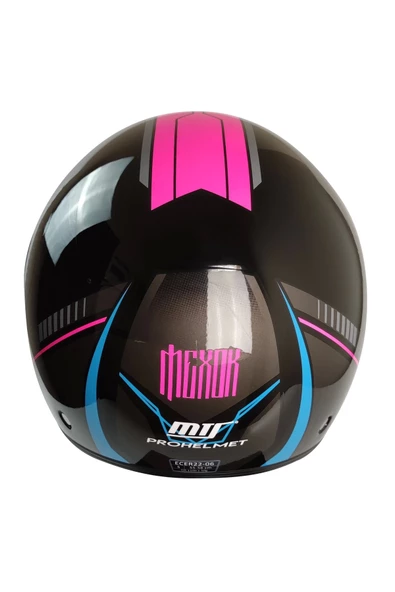 KASK MTS FX-101 PARLAK SİYAH/PEMBE ÇENESİZ - 2