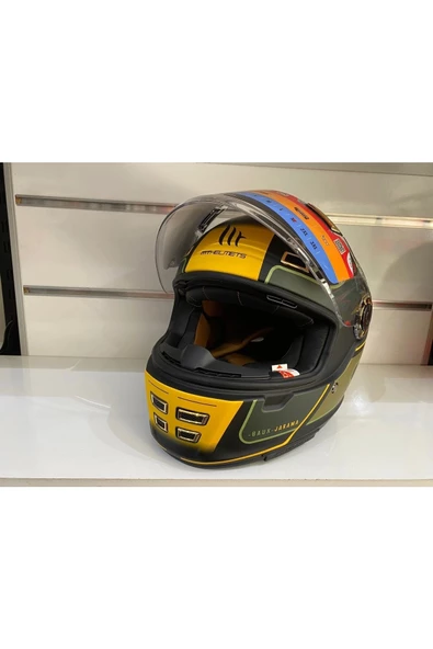 Kask Mt Jarama Baux B6 Mat Yeşil/sarı/siyah Cafe Racer - 2