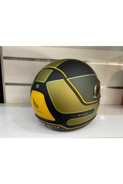 Kask Mt Jarama Baux B6 Mat Yeşil/sarı/siyah Cafe Racer - 3