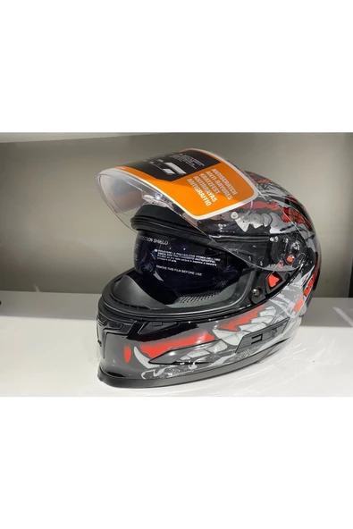 Kask B-503 (817) Güşeş Vizörlü Croco Kırmızı - 2
