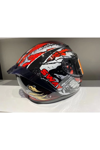 Kask B-503 (817) Güşeş Vizörlü Croco Kırmızı - 4