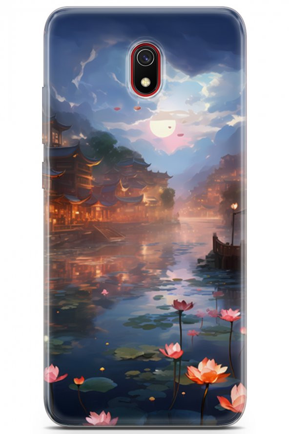 Xiaomi Redmi 8A Kılıf Seri Fresh 12 Nilüfer Çiçekleri Tasarım Kılıf