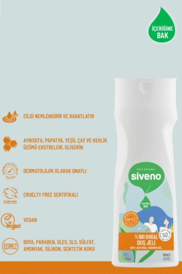 Siveno %100 Doğal Duş Jeli Sebum Dengeleyici Rahatlatıcı Aynısefa Papatya Yeşilçay Vegan 300 ml - 5
