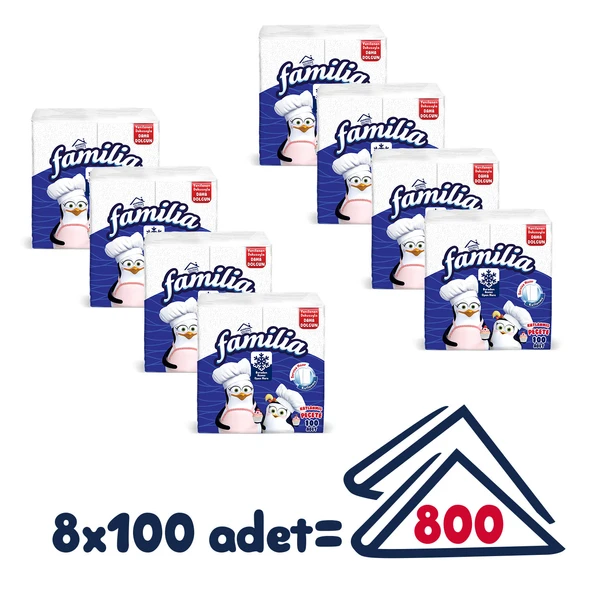 Familia 100'lü Katlanmış Peçete (8 Paket x 100 Yaprak) - 2