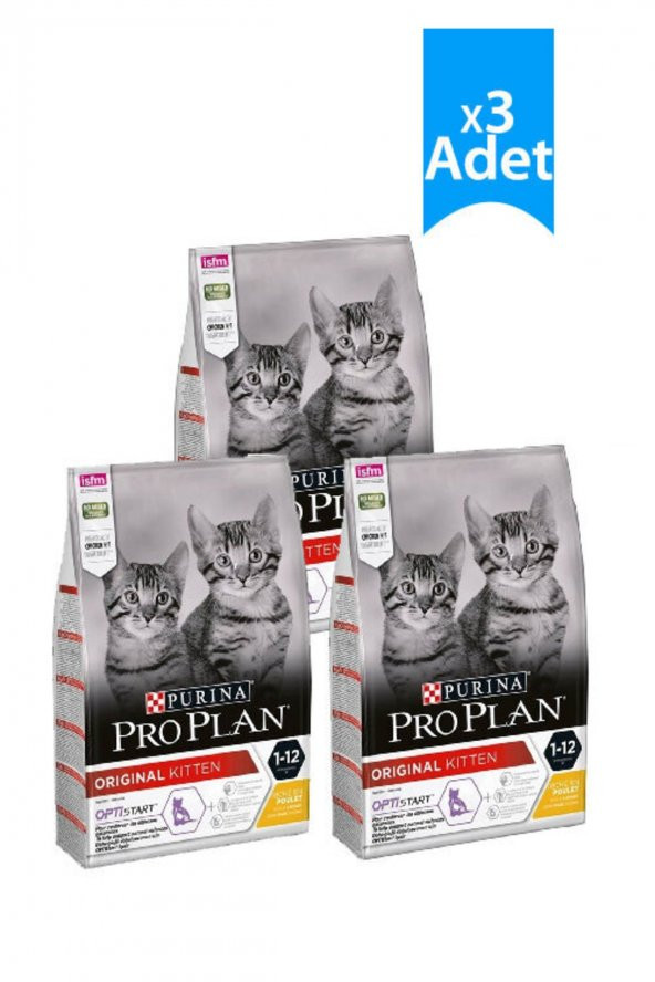 Proplan Pro Plan Kitten Junior Tavuklu Yavru Kedi Maması 1,5 Kg X 3 Adet