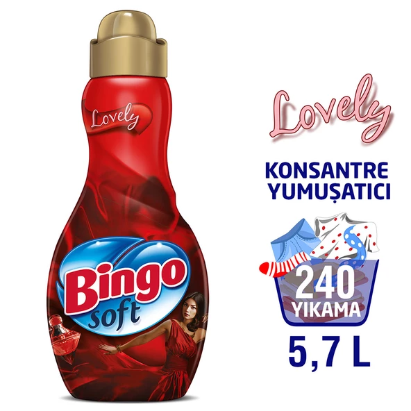 Bingo Soft Konsantre Çamaşır Yumuşatıcısı Lovely 1440 ml Ekonomi Paketi 4'lü