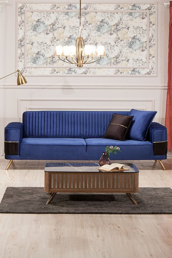 Modalife Demre Üçlü Kanepe Yataklı - Lacivert