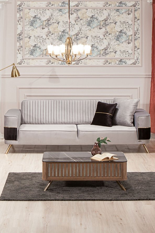 Modalife Demre Üçlü Kanepe Yataklı - Gri