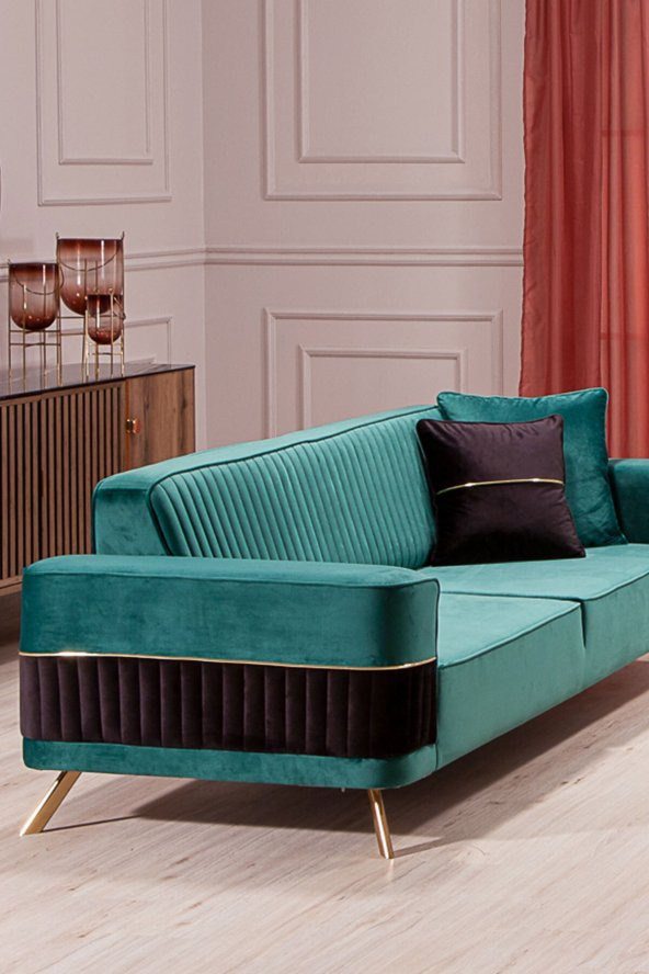 Modalife Demre Üçlü Kanepe Yataklı - Yeşil - 2