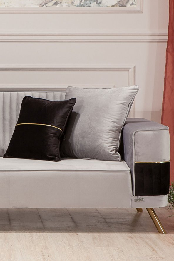 Modalife Demre Üçlü Kanepe Yataklı - Gri - 2