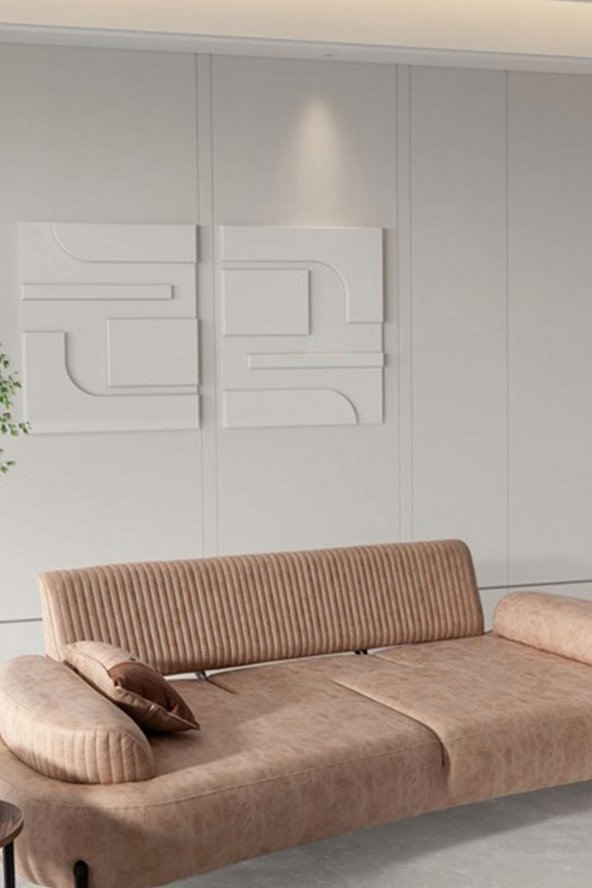 Modalife Cross Üçlü Kanepe Yataklı - Krem - 2