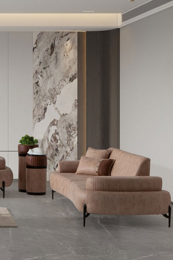 Modalife Cross Üçlü Kanepe Yataklı - Krem - 3