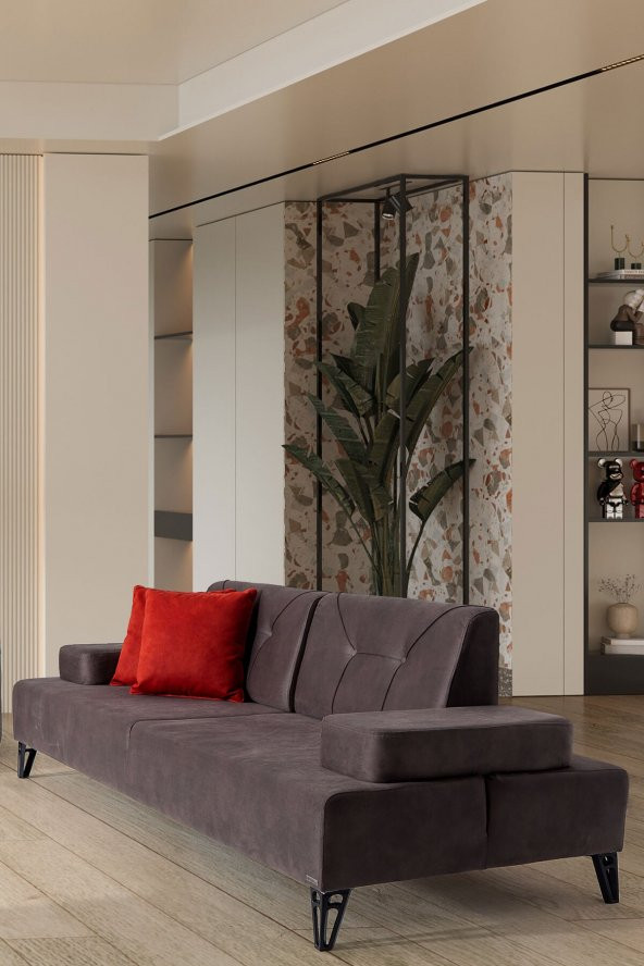 Modalife Avrupa Üçlü Kanepe Yataklı - Antrasit - 2