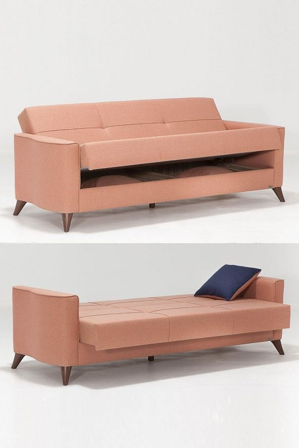 Modalife Star Üçlü Kanepe Yataklı/sandıklı - Somon - 2