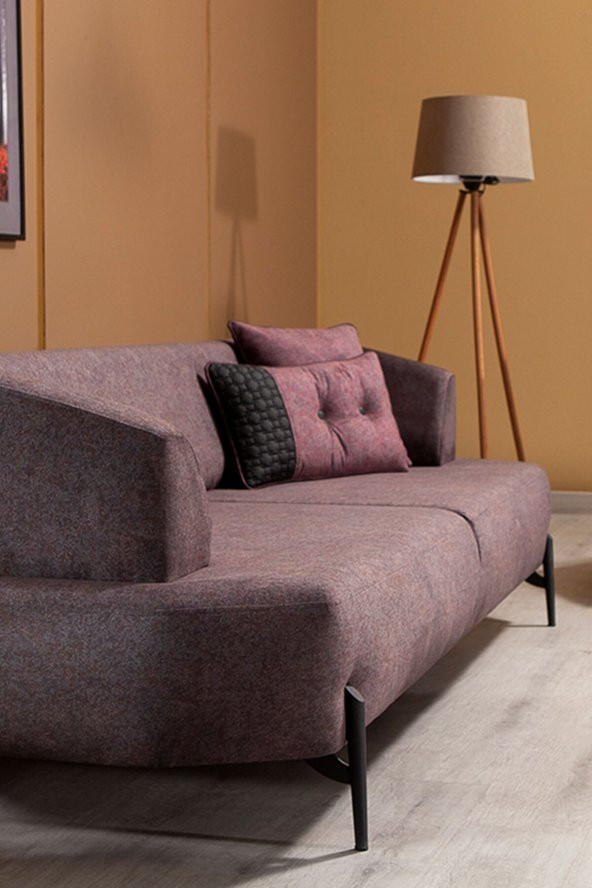 Modalife Romeo Üçlü Kanepe Yataklı -mor - 2