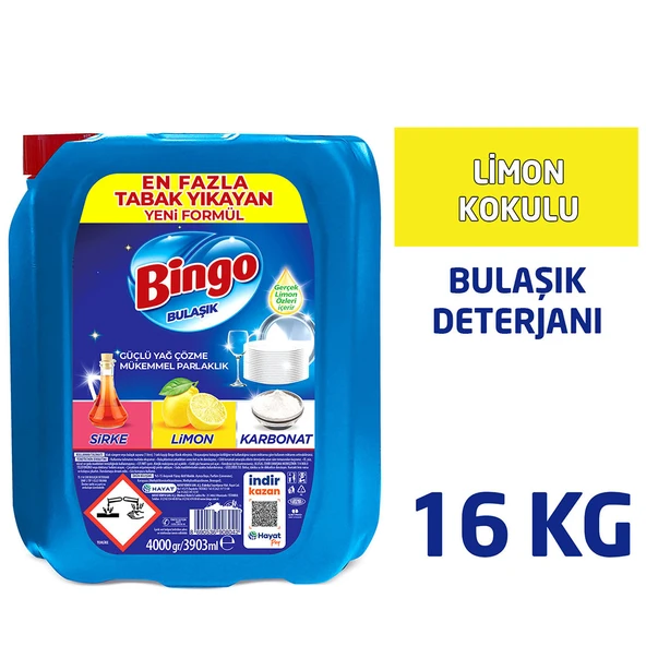 Bingo Bulaşık Sıvısı 4 kg Limon 4'lü