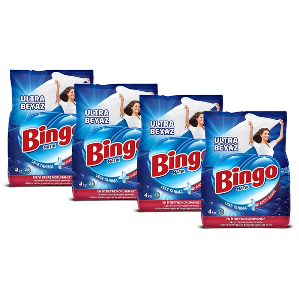 Bingo Matik Toz Çamaşır Deterjanı 4 kg Ultra Beyaz 4'lü - 2
