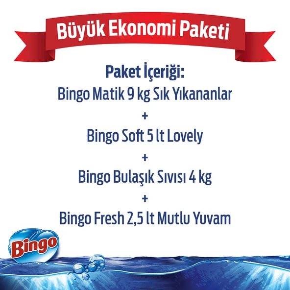 Bingo Büyük Ekonomi Paketi ; Çamaşır Yumuşatıcısı + Bulaşık Sıvısı + Yüzey Temizleyicisi Mutlu Yuvam - 2