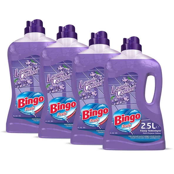 Bingo Fresh Yüzey Temizleyici 2,5 lt Lavanta Çiçekleri Ekonomi Paketi4'lü - 2