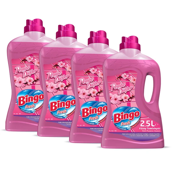 Bingo Fresh Yüzey Temizleyici 2,5 lt Pembe Düşler Ekonomi Paketi 4'lü - 2