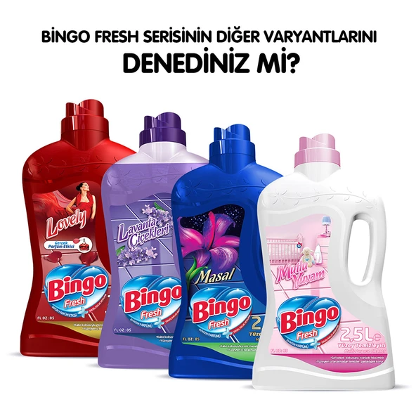 Bingo Fresh Yüzey Temizleyici 2,5 lt Pembe Düşler Ekonomi Paketi 4'lü - 6