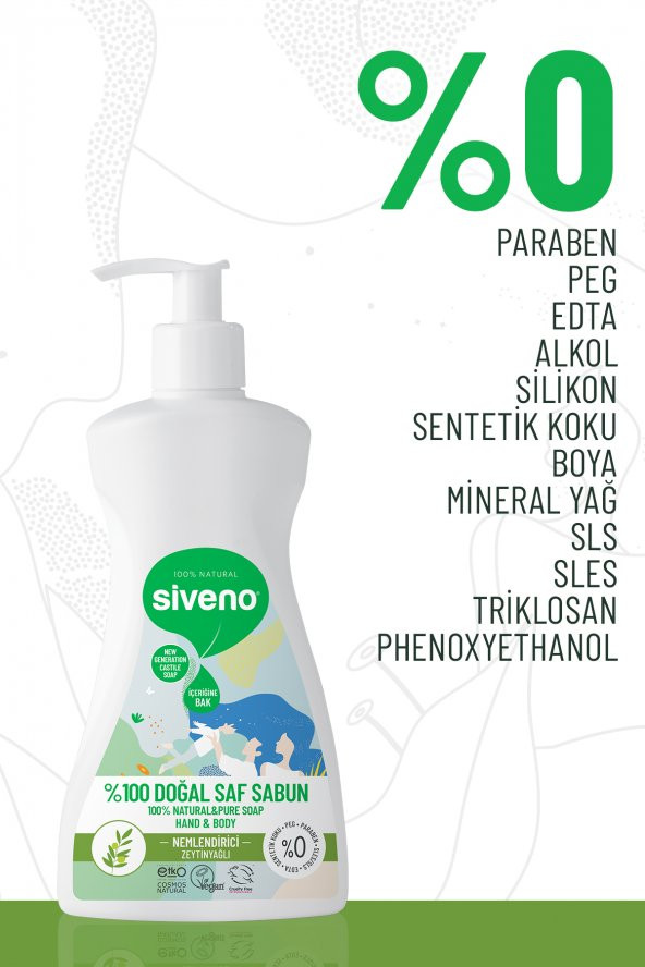 Siveno %100 Doğal Sıvı Kastil Sabun Zeytinyağlı Yoğun Nemlendirici Arındırıcı Bitkisel Vegan 300 Ml - 2