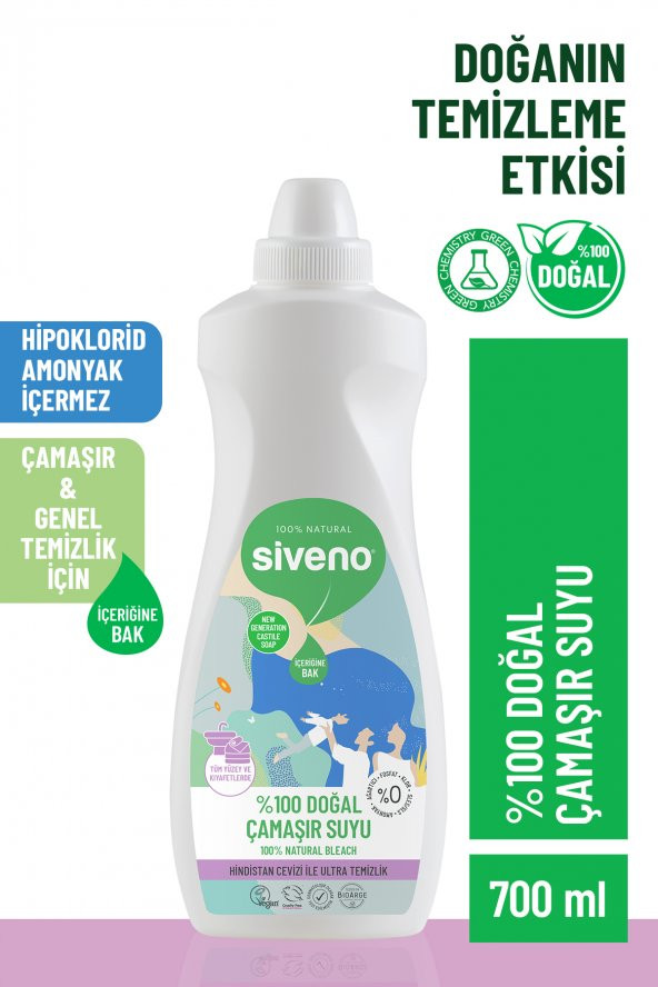 Siveno %100 Doğal Çamaşır Suyu Bitkisel Lavanta Çay Ağacı Tüm Yüzey Ve Kumaşlarda 700 ml