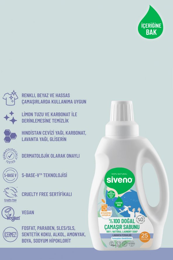 Siveno %100 Doğal Çamaşır Sabunu %100 Bitkisel Deterjan Yumuşatıcı Gerektirmez Konsantre Vegan 750 ml - 3